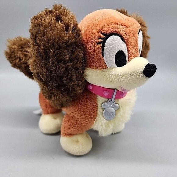 Lady & The Tramp Cute Female Puppy Dog Fifi Collar Plush Doll Disney Store 6" - Picture 1 of 4